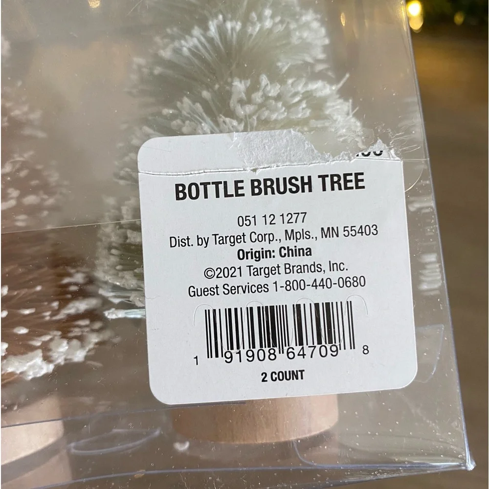 Target Pink & White Flocked Holiday Miniature Bottle Brush Christmas Tree Set
